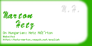 marton hetz business card